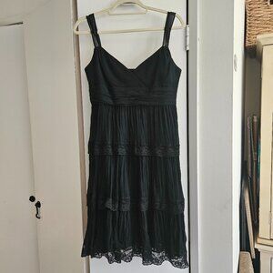 BCBGMaxAzria Black Cocktail Dress 100% Silk Size 10